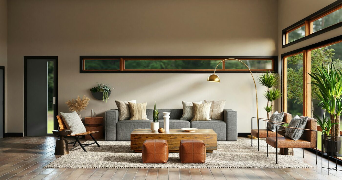 A well-lit living room